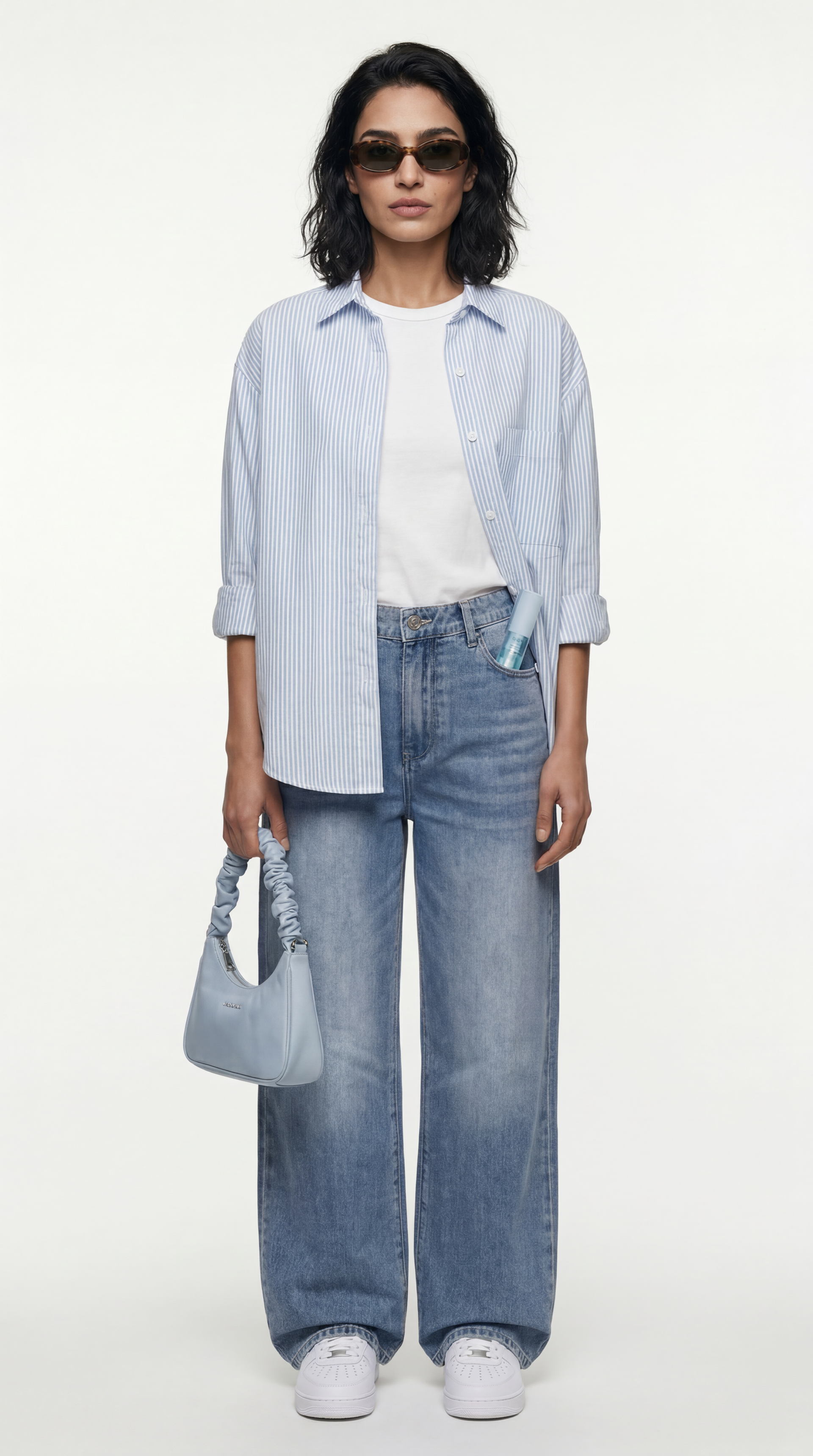 Model wearing curated products